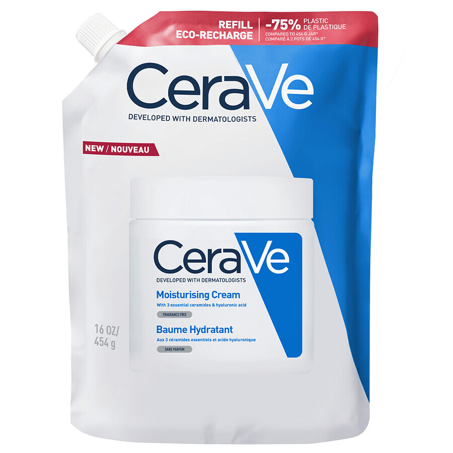 CeraVe, loțiune hidratantă pentru față și corp cu ceramide, piele uscată și foarte uscată, rezervă, 454 g