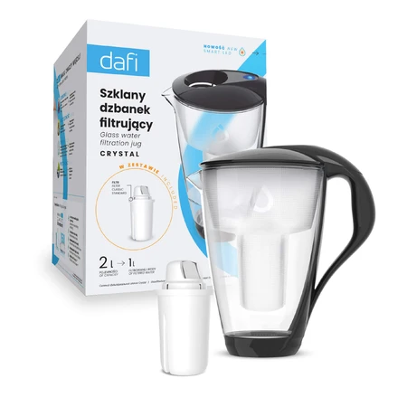 Dafi Crystal Led, jarra de cristal con filtro, negra, 2 l + filtro Classic, 1 pieza