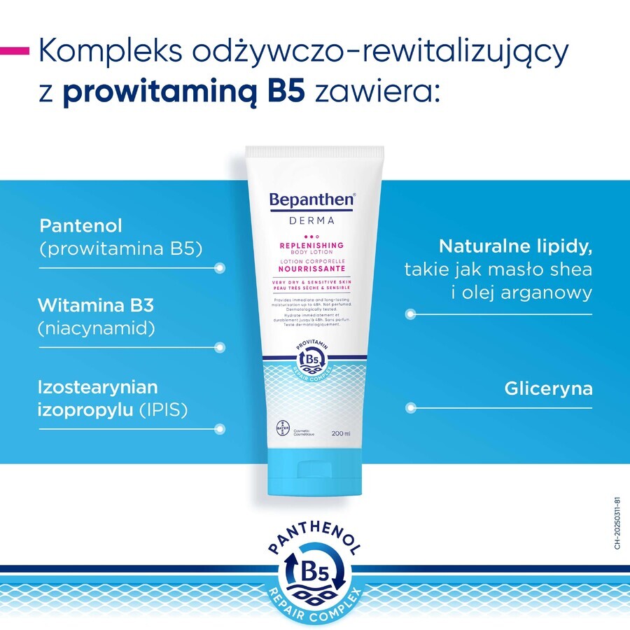 Bepanthen Derma Replenishing, loțiune de corp profund hrănitoare, 200 ml