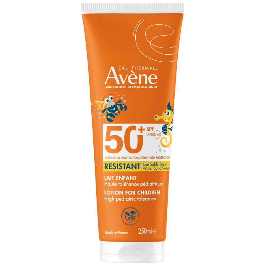 Avene Sun set, zeer hoge zonbescherming, kindermelk, SPF 50+, 250 ml + aftersun lotion, voor volwassenen en kinderen vanaf 2 jaar, 200 ml + gratis strandtasje