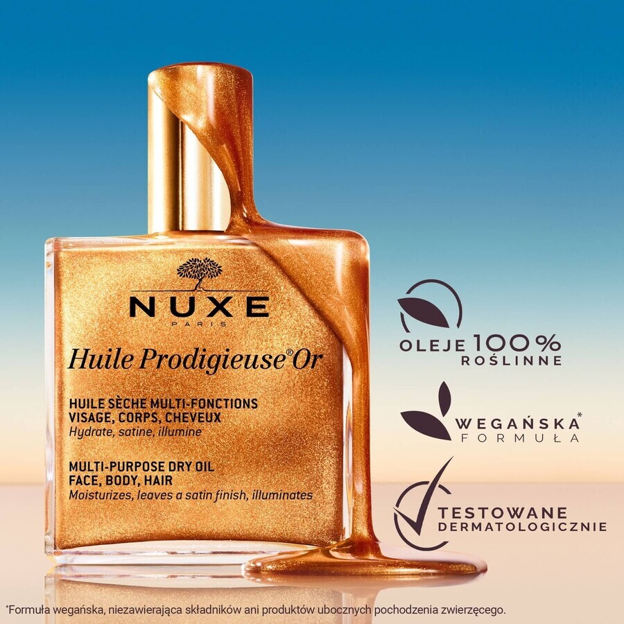 Nuxe Huile Prodigieuse® Or set, dry oil with gold particles 100 ml + shampoo, 30 ml + shower oil, 100 ml