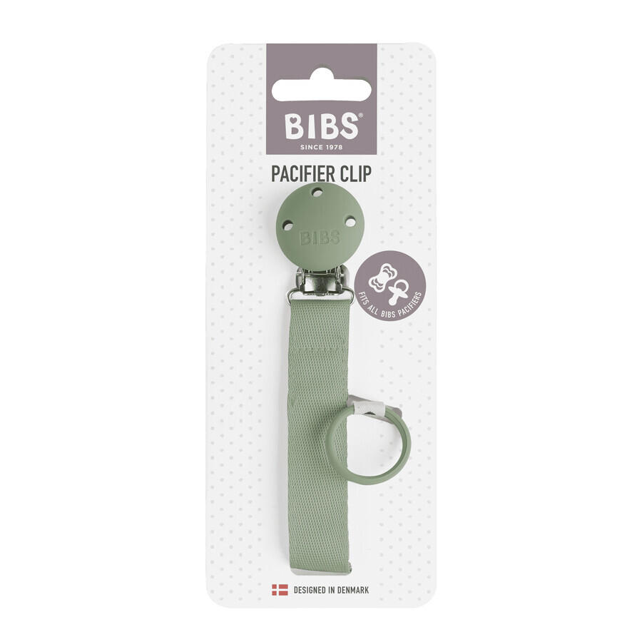 Bibs Pacifier Clip Ribbon, pacifier pendant, ribbon, Sage, 1 piece