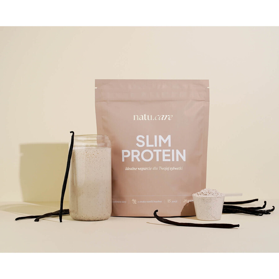 Natu Care Slim Protein, aromă de vanilie bourbon, 375 g