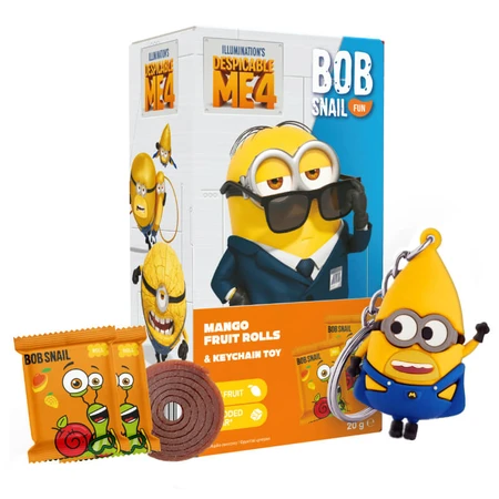 Bob Snail Fun set, Roll snack de fruta, mango, 20 g + juguete, Minion
