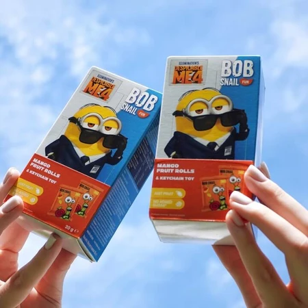 Bob Snail Fun set, Roll snack de fruta, mango, 20 g + juguete, Minion