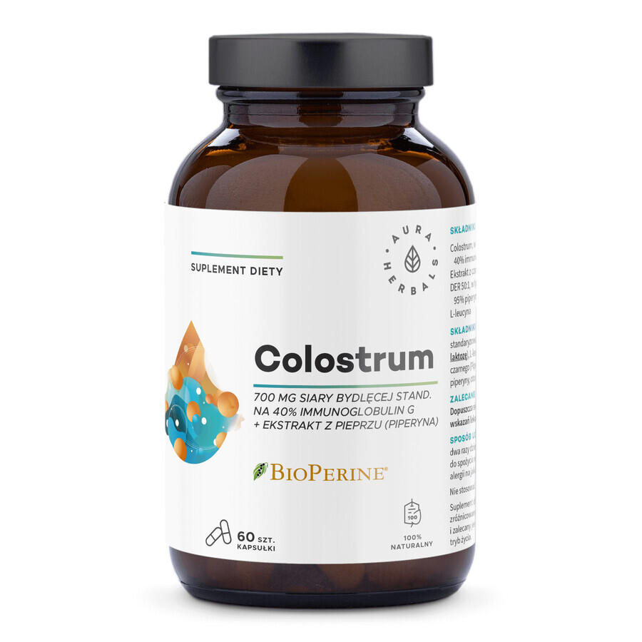 Aura Herbals Calostro 700 mg + BioPerine, 60 cápsulas