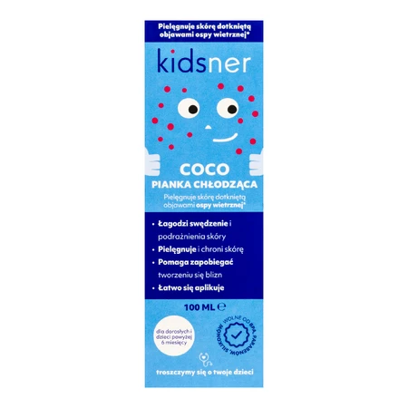 Kidsner Coco, kühlender Schaum zur Pflege der Pockenhaut, ab 6 Monaten, 100 ml DEKORATIONSVERPACKUNG