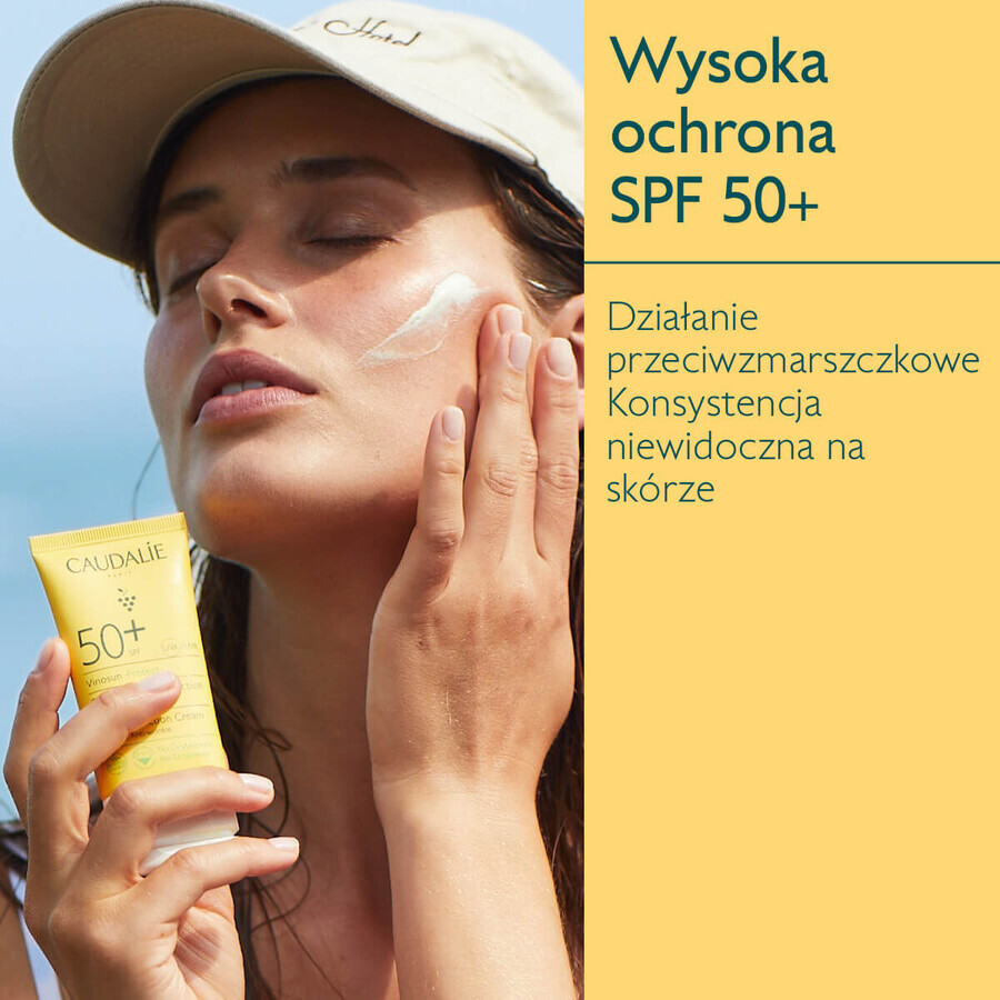Caudalie Vinosun Protect, crema invisibile ad alta protezione, SPF 50, 50 ml