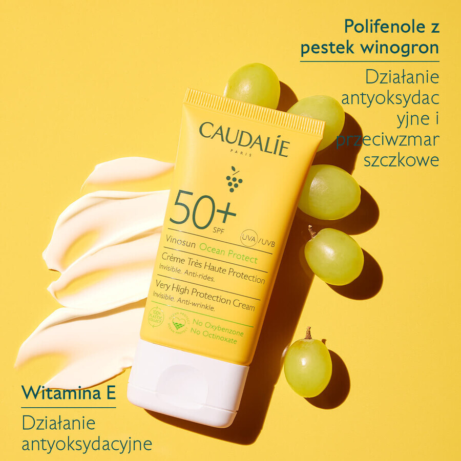 Caudalie Vinosun Protect, crema invisibile ad alta protezione, SPF 50, 50 ml