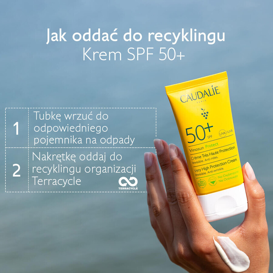 Caudalie Vinosun Protect, crema invisibile ad alta protezione, SPF 50, 50 ml