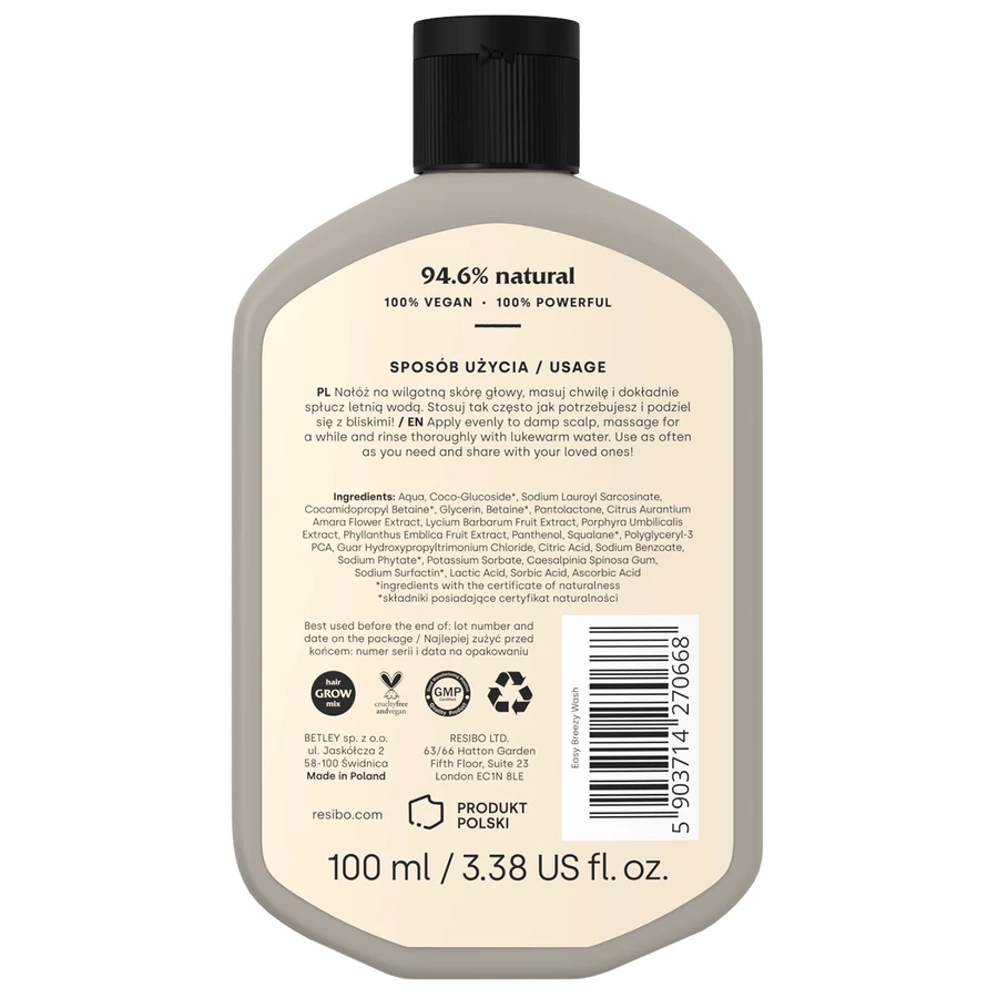 Resibo Easy Breezy Wash, shampooing nettoyant quotidien, 100 ml