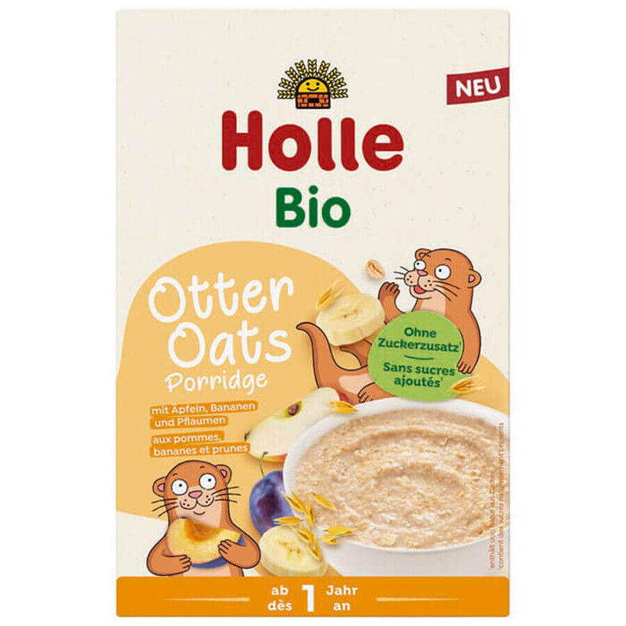 Holle Papilla Integral Bio, Avena de Nutria, con manzana, plátano y ciruelas, sin leche, a partir de 1 año, 200 g