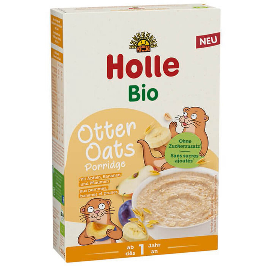 Holle Papilla Integral Bio, Avena de Nutria, con manzana, plátano y ciruelas, sin leche, a partir de 1 año, 200 g
