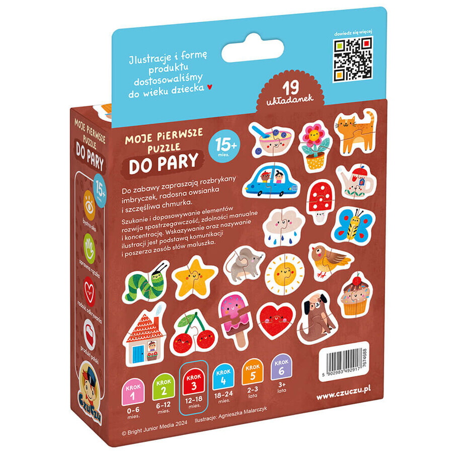 CzuCzu Mi primer puzzle Por parejas, puzzles para niños, a partir de 15 meses, 38 piezas