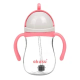 AKUKU, Strohflasche mit Gewicht, rosa, 280 ml