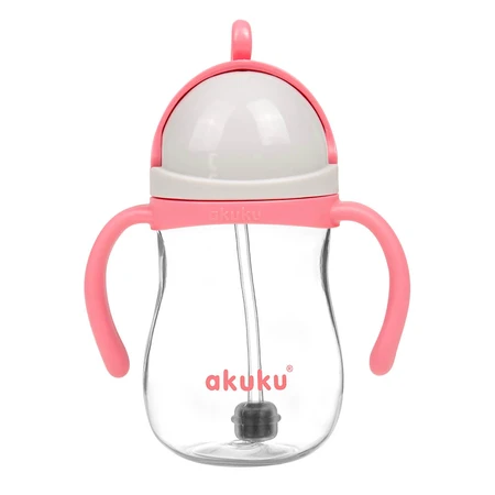 AKUKU, Strohflasche mit Gewicht, rosa, 280 ml