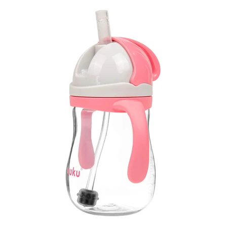 AKUKU, Strohflasche mit Gewicht, rosa, 280 ml