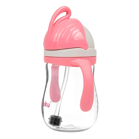 AKUKU, Strohflasche mit Gewicht, rosa, 280 ml