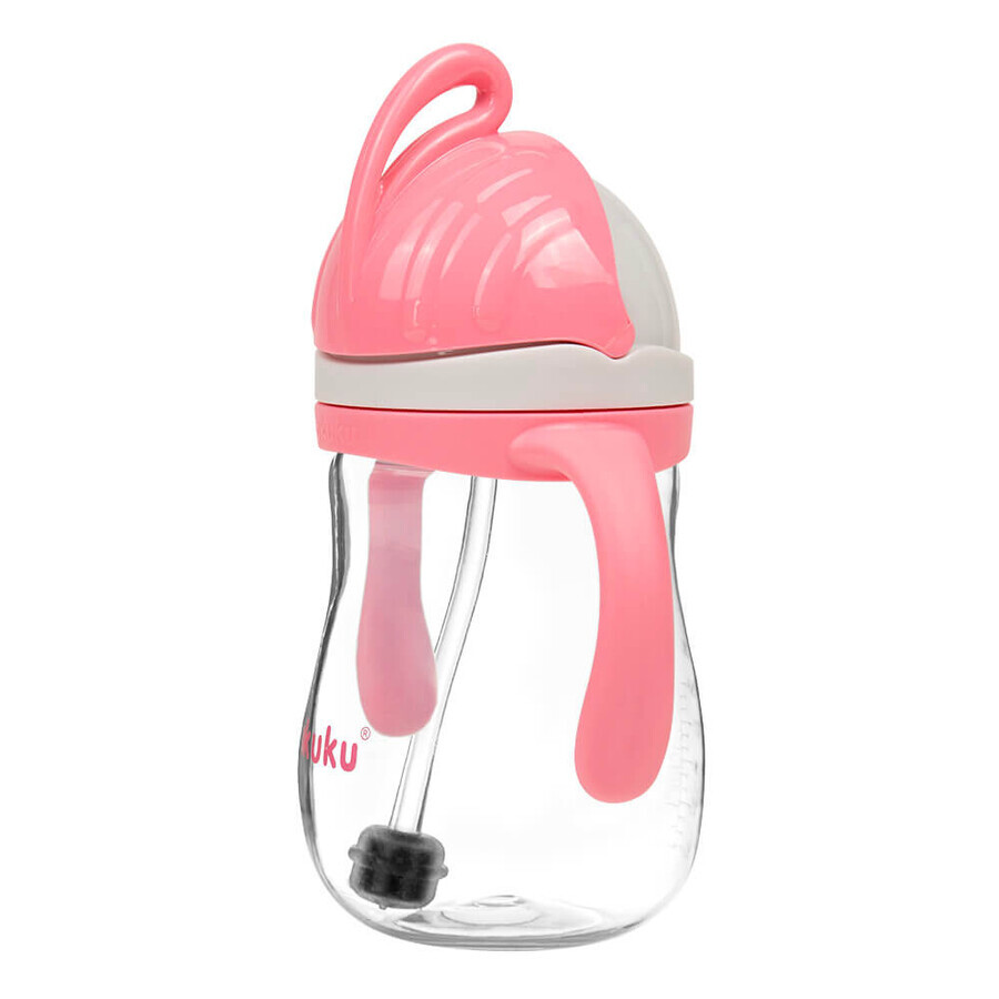 AKUKU, sticlă de paie cu greutate, roz, 280 ml