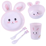 Bocioland, vaisselle en mélamine pour enfants, lapin, 5 pièces
