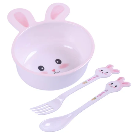 Bocioland, Kindergeschirr aus Melamin, Kaninchen, 5 Teile