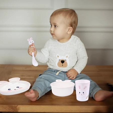 Bocioland, Kindergeschirr aus Melamin, Kaninchen, 5 Teile