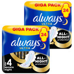 Set Always Ultra, Damenbinden mit Flügeln, Größe 4, Secure Night, 2 x 24 Stück Set Always Ultra, Damenbinden mit Flügeln, Größe 4, Secure Night, 2 x 24 Stück