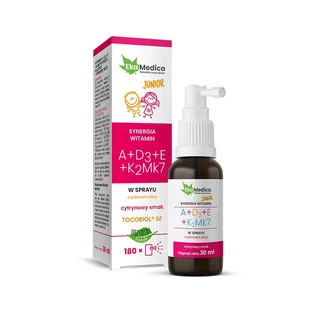 EkaMedica Vitamin A + D3 + E + K2MK7 Junior, Spray, Zitronengeschmack, ab 3 Jahren, 30 ml