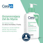 Set CeraVe, gel de curățare cu ceramide, ten normal și gras, 473 ml + rezervă, 473 ml