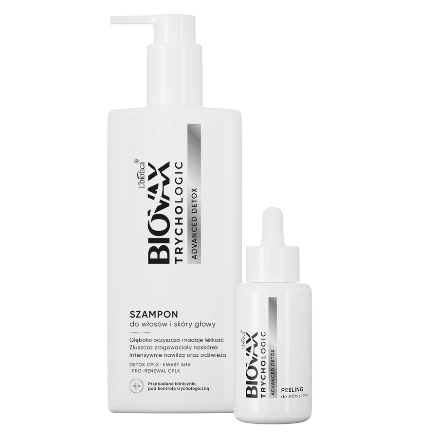 Biovax Trychologic Advanced Detox set, hair and scalp shampoo, 200 ml + scalp scrub, 50 ml