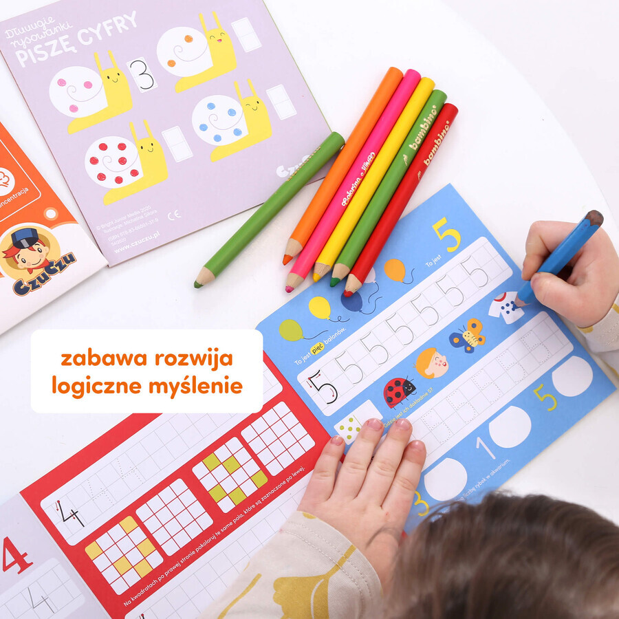 CzuCzu Long-drawing Ich schreibe Zahlen, 2 Bücher für Kinder, ab 5 Jahren