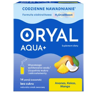 Oryal Aqua+ Ananas, Kokosnuss, Mango, zuckerfrei, 14 Portionsbeutel