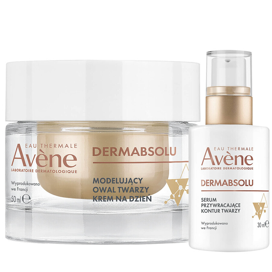 Avene Dermabsolu kit, sérum restaurador del contorno facial, 30 ml + crema de día modeladora del óvalo, 50 ml