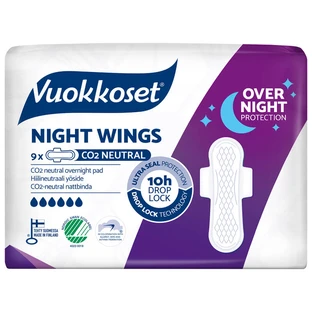 Vuokkoset White, Night Wings serviettes hygiéniques, Night Wings, 9 pcs