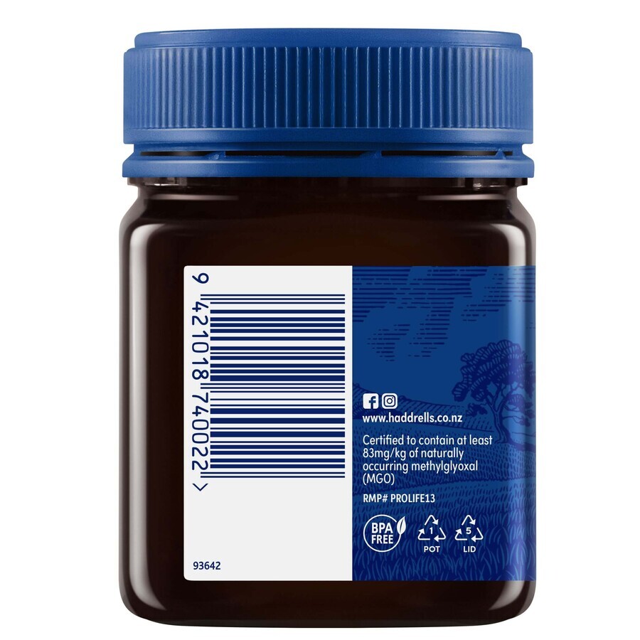 Haddrell's, Manuka UMF 5+ MGO 83+ honey, 250 g