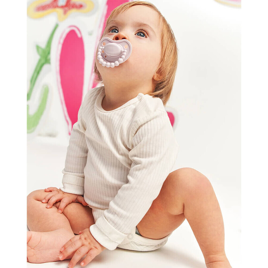 Luu Kids, chupete, posicionamiento, silicona, Blueberry Shake, 3-6 meses, 1 pieza