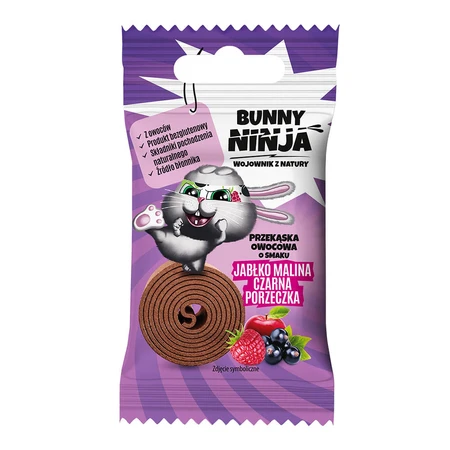 Bunny Ninja Rolls Mix, fruitsnack, mix van smaken, 15 g x 18 stuks GEDECORISEERDE VERPAKKING