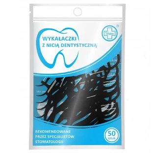 Testeo, dental floss toothpicks, black, 50 pieces
