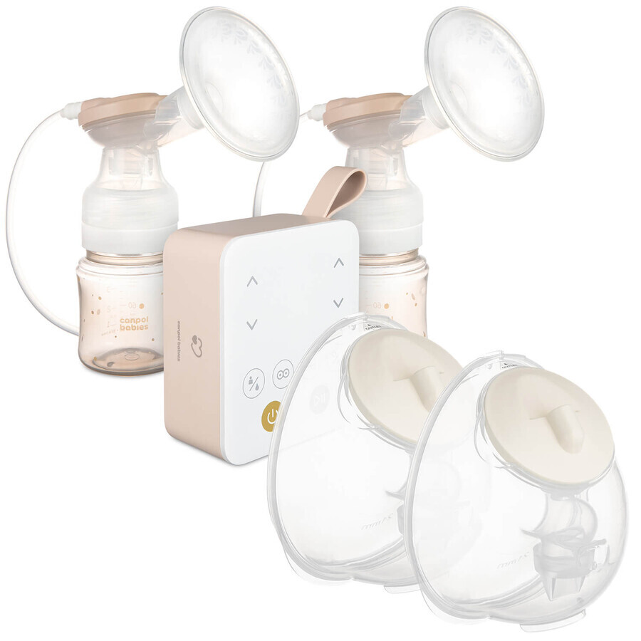 Canpol Babies Express Care set, tire-lait électrique double avec aspirateur nasal + coquille pour tire-lait électrique, 2 pièces