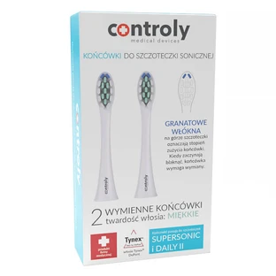 Controly, puntas de recambio para cepillo dental sónico Supersonic y Daily II, blancas, suaves, 2 piezas