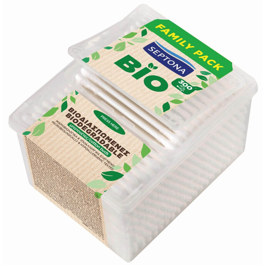 Septona Bio, coton-tige biodégradable, 300 pièces