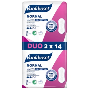 Vuokkoset Blanco, compresas sin alas, Normal, 2 x 14 uds.