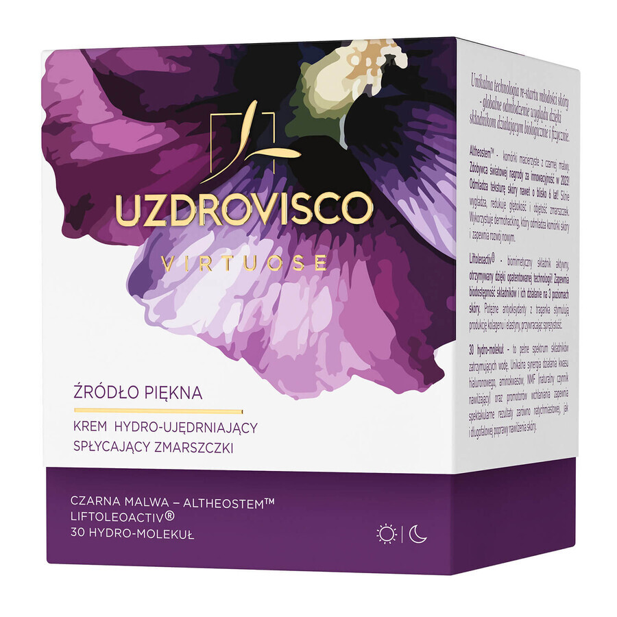 Kit Uzdrovisco Virtuose Source of Beauty, crema idro-rassodante, 50 ml + crema antirughe per il contorno occhi e bocca, 30 ml