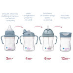 B.Box, ceașcă pentru învățat să bea, set 4 în 1, albastru, de la 4 luni, 240 ml