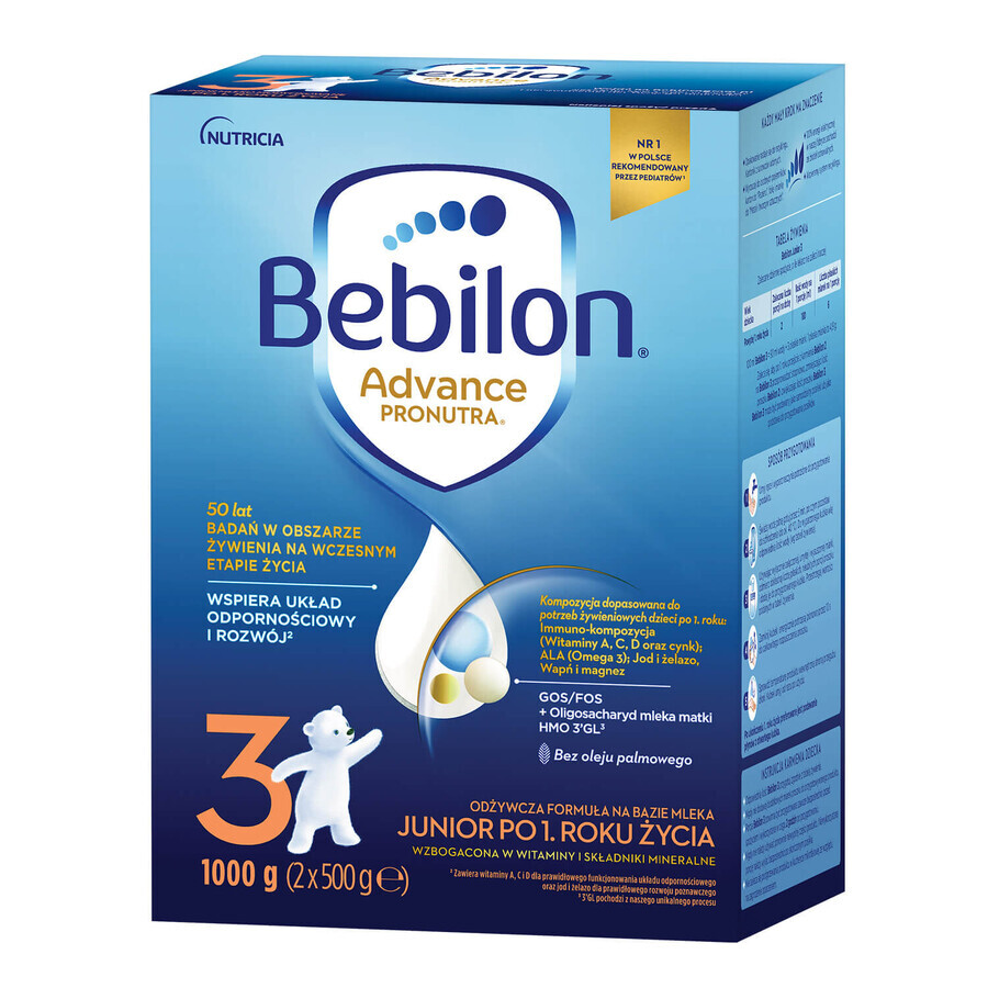 Set Bebilon Advance Pronutra 3 Junior, modifizierte Milch, nach 1 Jahr, 2 x 1000 g + Canpol Babies, Badespielzeugset mit Saugnäpfen, ab Geburt, 5 gratis
