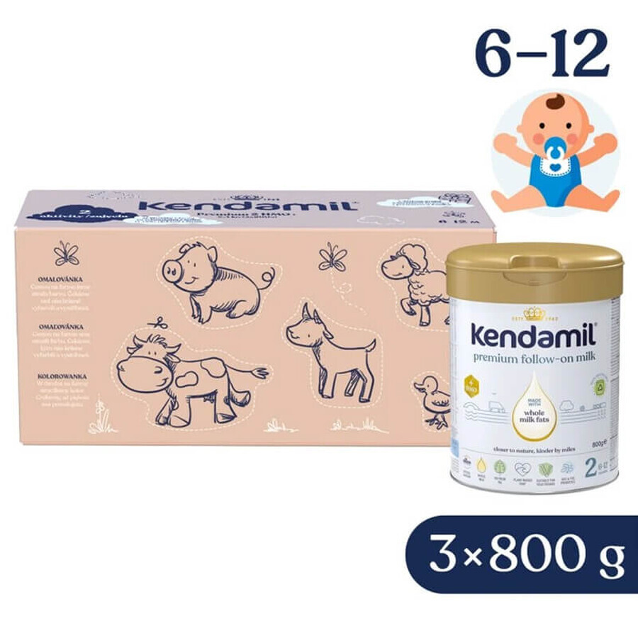 Kendamil Premium 2 HMO+, Folgemilch, nach 6 Monaten, 3 x 800 g