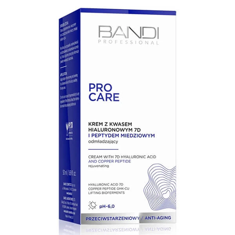 Bandi Professional Pro Care, Anti-Aging-Creme mit 7D-Hyaluronsäure und Kupferpeptid, 50 ml