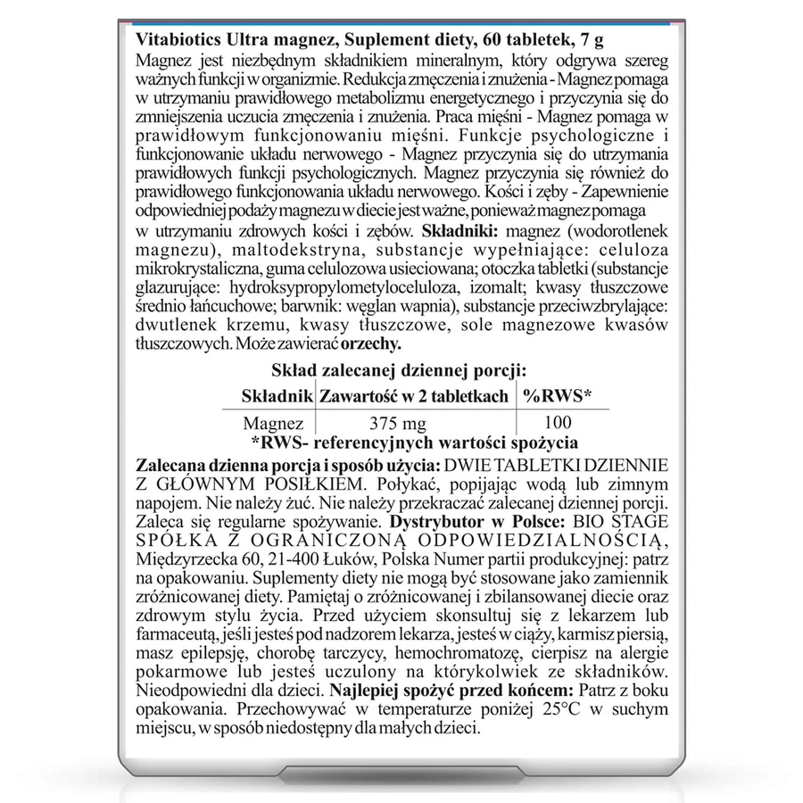 Vitabiotics Ultra Magnesium 375 mg, 60 tabletten