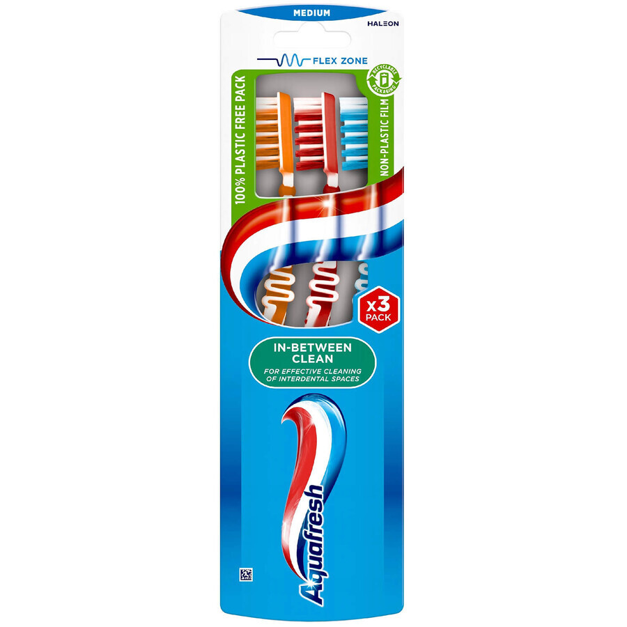 Aquafresh In-between Clean Set, Zahnbürste, mittel, 3 Stück