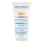 Dermedic Sunbrella, crema protettiva ultraleggera per il viso, pelle grassa e mista, SFP 50+, 40 ml + sacchetto in omaggio
